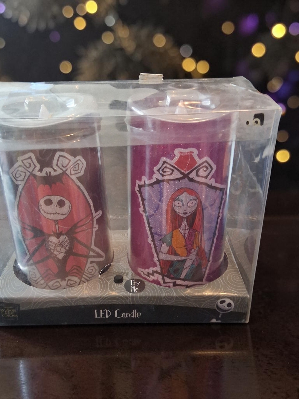 Nightmare Before Christmas color-changing LED candles featuring Jack and Sally